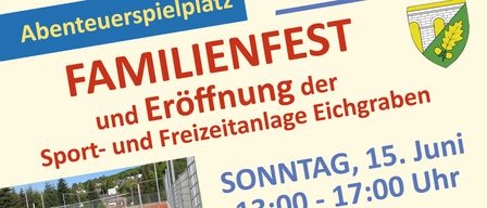 Plakat für Millionfest, Eröffnung des Eichgrund-Freizeitanlage. Datum: Sonntag, Zeit: 13:00 - 17:00.