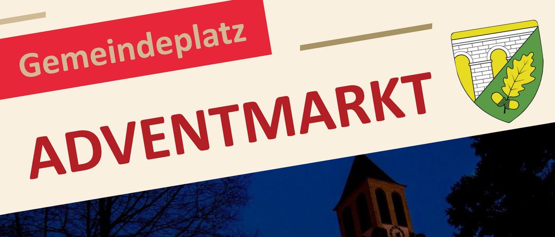 Werbeplakat für den Adventsmarkt 2025 mit einer Kirche und Turm bei Nacht. Termine: Freitag, 28. November 2025 von 17:00 bis 24:00 Uhr und Samstag, 29. November 2025 von 15:00 bis 24:00 Uhr.