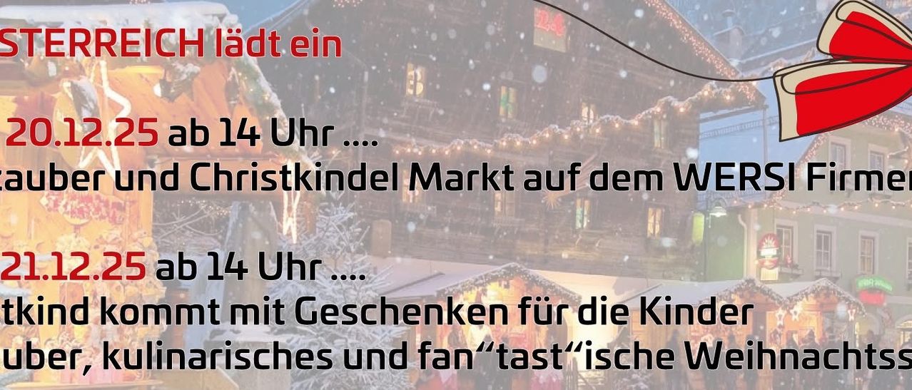 Ein Weihnachtsmarkt mit Geschenken für Kinder um 14 Uhr. Es schneit. Es gibt traditionelle Speisen und Getränke.