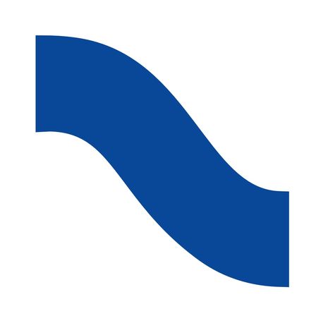 Eine blaue, wellenförmige Kurve, die auf einem weißen Hintergrund platziert ist.