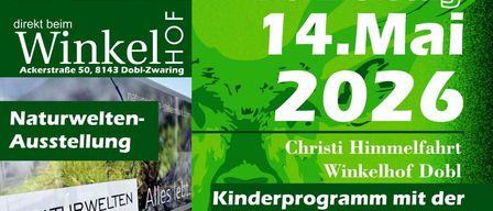 A poster for the JAGD event in Dobl, featuring a green background and various images. The event is on Thursday, May 14, 2026. It includes a nature exhibition, a children's program with a mountain and nature watch, and food and drink options.
