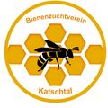Logo des Bienenzuchtvereins Katschthal mit einer Biene auf einem Honigwabenhintergrund. Der Text Bienenzuchtverein ist orange geschrieben, während Katschthal schwarz ist.