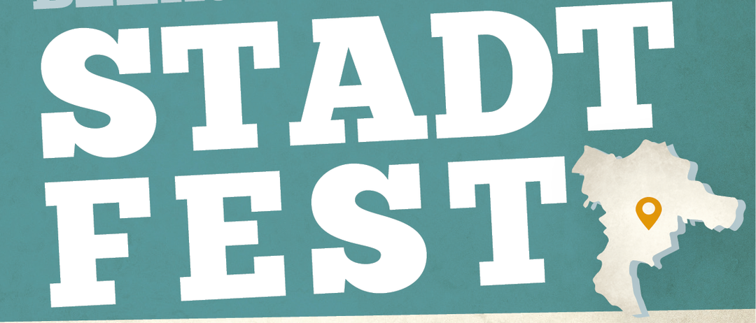 Plakat für das Stadt Fest in Mistelbach, mit einer Karte des Gebiets und Daten vom 27. bis 30. August 2026. Das Plakat ist auf Deutsch.