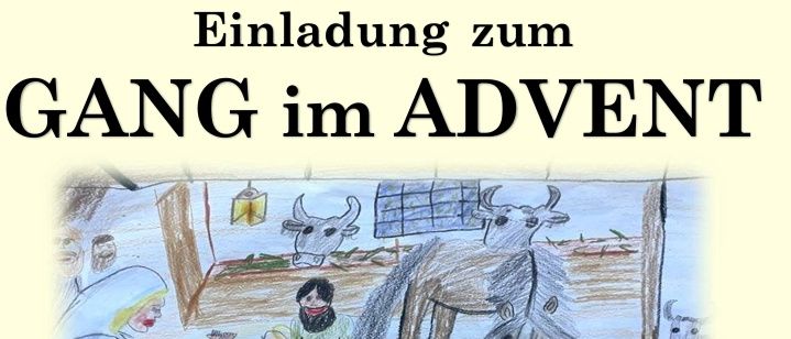 Eine Illustration zeigt eine Weihnachtsszene mit Menschen und Tieren. Datum und Veranstaltungsdetails werden angezeigt: 21. Dezember 2025, 17 Uhr, 4. Adventssonntag in der Pfarrkirche Mauthen. Nach Absprache mit TK Mauthen, MGV Mauthen und der 1. Klasse unserer Musikmittelschule gehen wir gemeinsam durch den weihnachtlich geschmückten Ort. Danach laden wir zu einer Agape vor der Kirche ein.