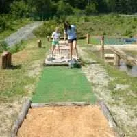 Fun, Golf, Mini Golf, Adult, Female, Person, Woman, Grass, Lawn Mower