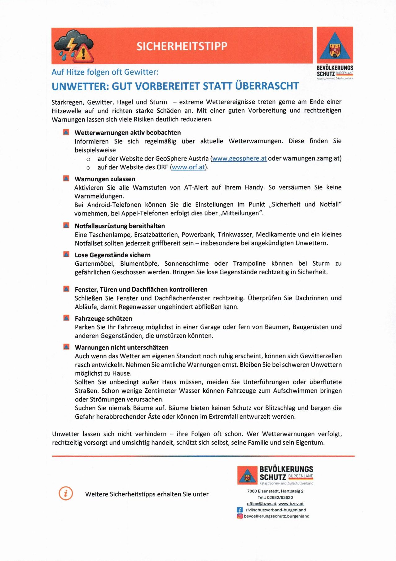 Extreme weather events like thunderstorms, hail, and storms can cause significant damage. Proper preparation and timely warnings can reduce the risks. Regularly check weather warnings, activate all alert settings, and prepare emergency kits. Secure loose items and check windows and doors. Park vehicles in safe places. Stay indoors during severe weather.