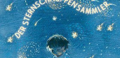 A book cover with a child holding a glowing star, surrounded by stars on a blue sky background. The title is 'Maxi' and it reads 'The Star Collector'. The author's name is Marie Therese Ferrari and the illustrator is Paula Patricia Schlatterbeck.
