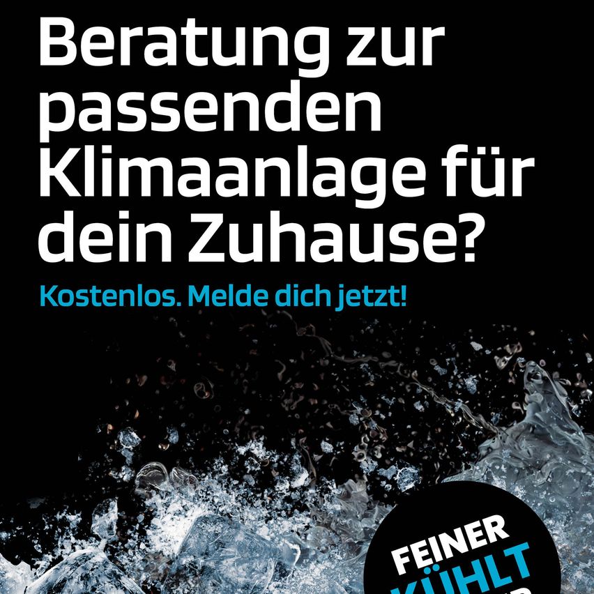 Advertisement for a suitable climate system for your home. Free consultation. Sign up now!