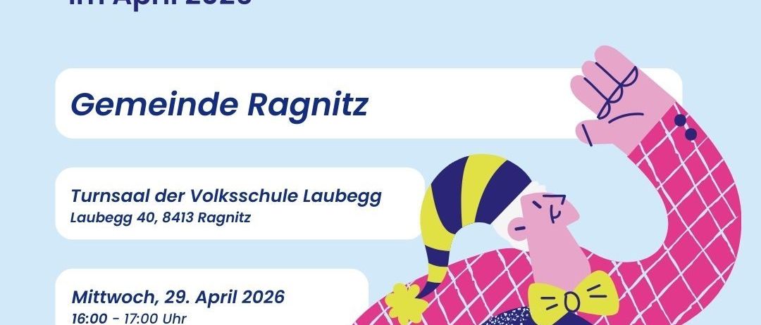 Das 'bewegte Kaspertheater' bietet im April 2026 eine Theatertour in Ragnitz an. Sie findet am 29. April von 16:00 bis 17:00 Uhr in der Laubegg-Grundschule statt. Kostenlose Teilnahme.