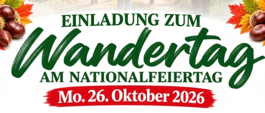 Einladung zum Wandertag in Ragnitz am Nationalfeiertag, 26. Oktober 2026.