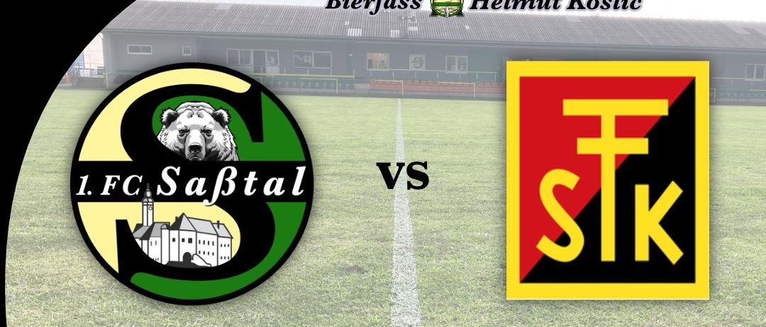 Plakat für ein Fußballspieltag zwischen 1.FC Saftal und STK. Geplant für Freitag, 5. September 2025, um 19:00 Uhr, im Mettlersdorf-Stadion.
