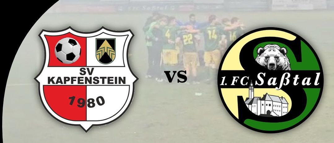 Matchday-Plakat mit den Teams SV Kapfenstein und 1.FC Sabtal. Datum ist Samstag, 13. September 2025, um 19 Uhr. Ort: Stahlbau Müller Arena St. Anna/A.