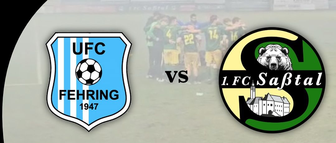 Plakat für ein Fußballspiel zwischen UFC Fehring und 1.FC Sabtal. Das Spiel findet am 18.10.2025 um 15 Uhr auf dem Sportplatz Pertstein statt.
