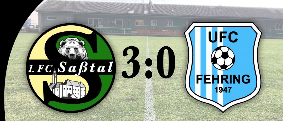 Plakat für ein Fußballspiel mit 1. FC Sabtal gegen UFC Fehring, Ergebnis 3:0, gesponsert von Herbert Wurzinger Heizung Wasser Bader seit 1995.