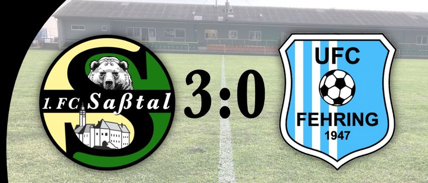Plakat für ein Fußballspiel mit 1. FC Sabtal gegen UFC Fehring, Ergebnis 3:0, gesponsert von Herbert Wurzinger Heizung Wasser Bader seit 1995.