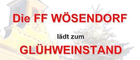 Das Plakat bewirbt den Glühweinstand von FF Wosendorf am 29. November 2025. Veranstaltung auf dem Wosendorfer Platz, 16-21 Uhr. Musikalische Adventsatmosphäre ab 19 Uhr.