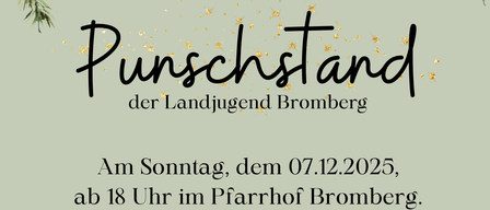 Eine Werbung für einen Weihnachtsmarkt in Bromberg, Deutschland. Veranstaltungsdatum: 07.12.2025. Essen und Getränke verfügbar. Ein Gewinnspielpreis wird versprochen.