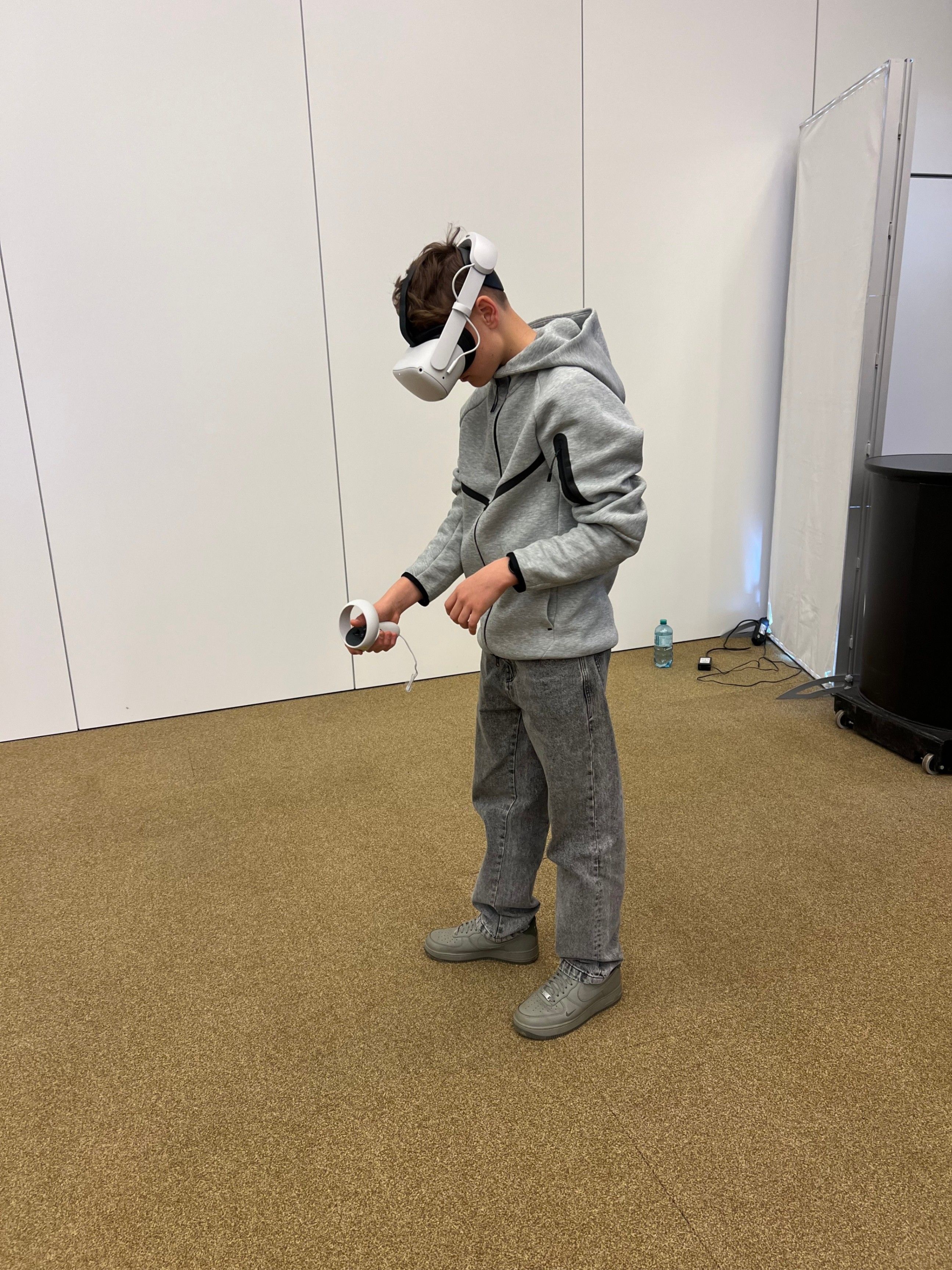 Field, Outdoors, Pants, Nature, VR Headset, Adult, Male, Man, Person, Playing Golf