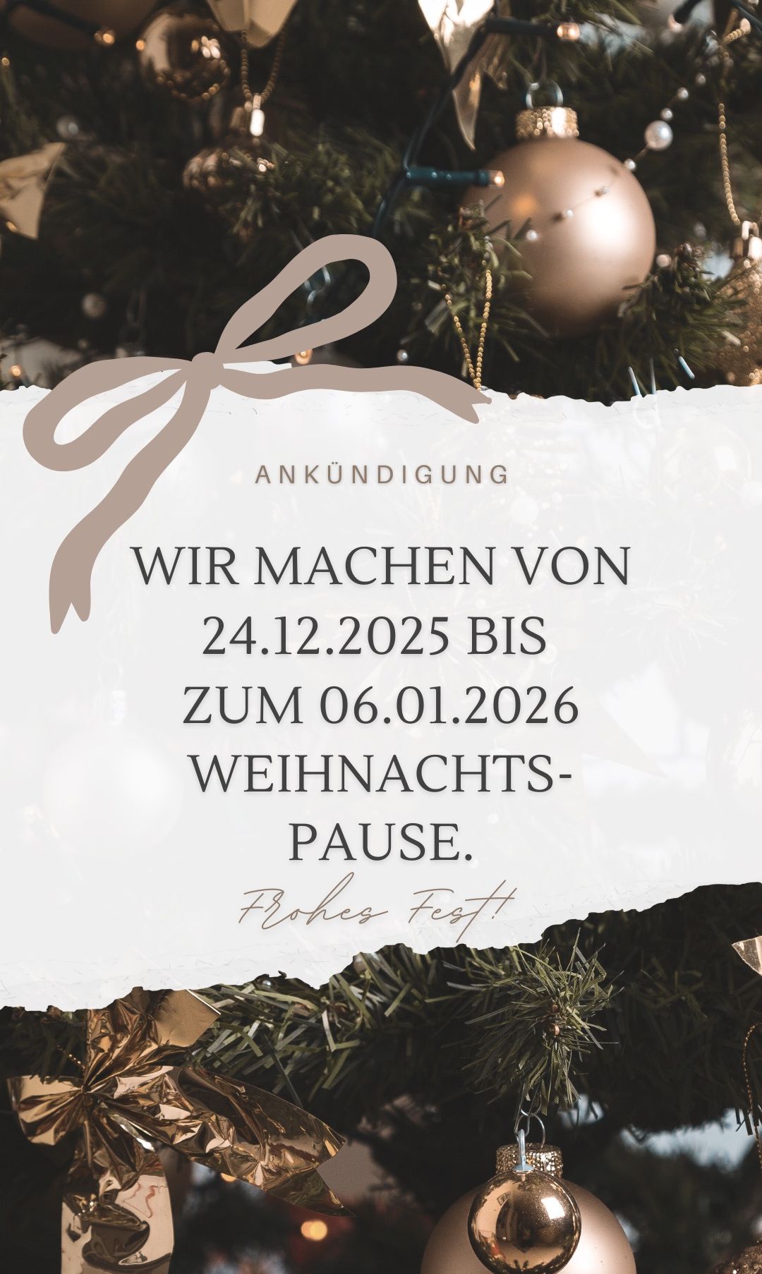 Weihnachtspause vom 24.12.2025 bis 06.01.2026. Frohes Fest!