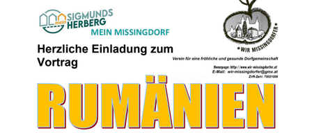 Einladung zu einem Vortrag über Rumänien mit Moldau, der Donaudelta und Bukarest. Eine Reise durch Siebenbürgen beinhaltet das Dracula-Schloss Bran, Kronstadt, Hermannstadt und Temeswar. Geführt von Jerome. Ein Reisevideo von Ludwig Wurst. Datum: Samstag, 7. Februar 2025 um 19 Uhr im MISSING-DORF-HAUS.