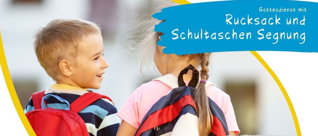 Plakat für eine Schul- und Kindergartenveranstaltung am 13. September 2026 mit zwei Kindern mit Rucksäcken, einem Herzsymbol und einer Botschaft über Geschenke für jedes Kind. Der Text ist auf Deutsch.