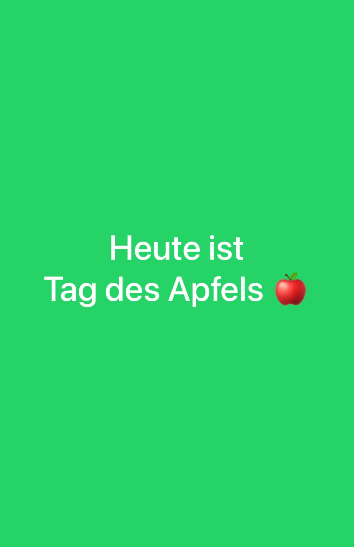 A green background with the words 'Heute ist Tag des Apfels' and an apple icon on the right side.