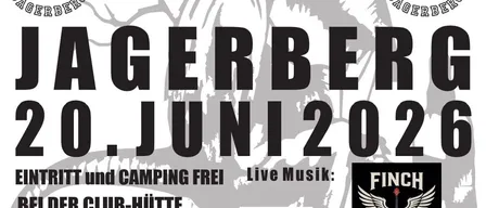 Plakat für Street Rats-Veranstaltung am 20. Juni 2026 in Jageberg. Eintritt und Camping sind kostenlos, mit kostenlosem Frühstück ab 15 Uhr. Live-Musik, Finch Reloaded, GPS und andere Sponsoren sind vertreten.