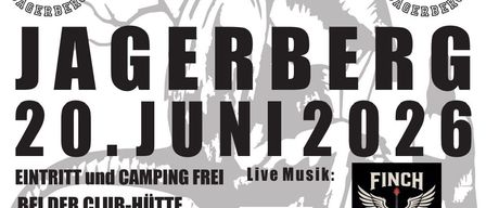 Plakat für Street Rats-Veranstaltung am 20. Juni 2026 in Jageberg. Eintritt und Camping sind kostenlos, mit kostenlosem Frühstück ab 15 Uhr. Live-Musik, Finch Reloaded, GPS und andere Sponsoren sind vertreten.