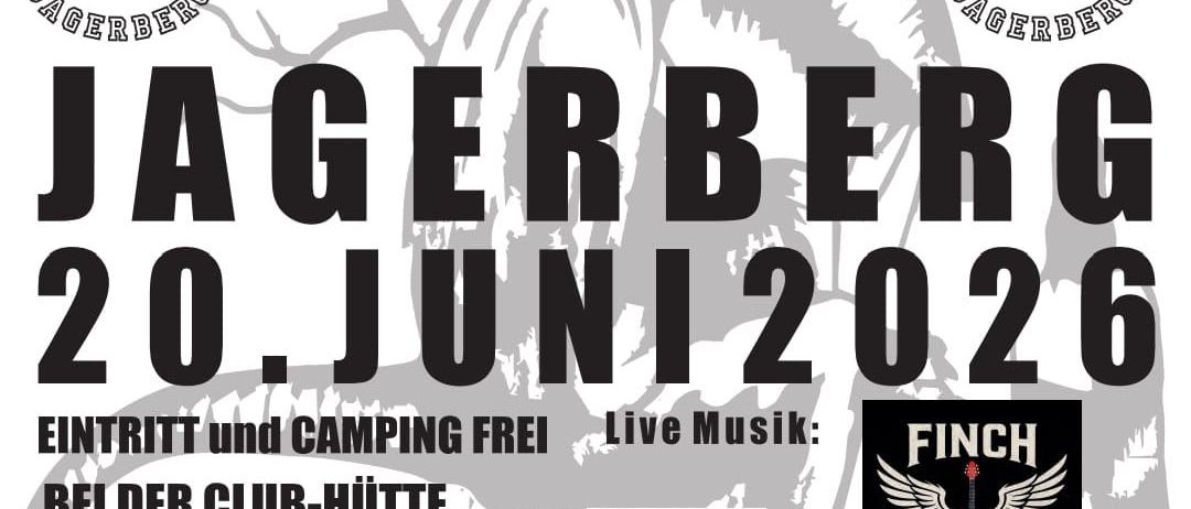 Plakat für Street Rats-Veranstaltung am 20. Juni 2026 in Jageberg. Eintritt und Camping sind kostenlos, mit kostenlosem Frühstück ab 15 Uhr. Live-Musik, Finch Reloaded, GPS und andere Sponsoren sind vertreten.