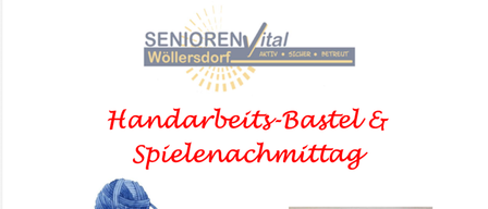 Am Donnerstag, den 05.03.2026 ab 15 Uhr findet bei uns im Senioren Vital Wollersdorf ein Handarbeits-Bastel & Spielenachmittag statt. Es sind alle herzlich willkommen! Lieblingssachen einpacken, und los geht's... Es gibt natürlich wieder...