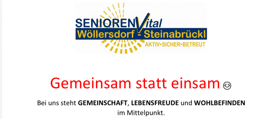 Das Bild zeigt den Slogan 'Gemeinsam statt einsam' mit einem lächelnden Emoji. Es betont Gemeinschaft, Freude und Wohlbefinden. Es bietet Schönheit, Massage, Fitness und soziale Aktivitäten. Es erwähnt auch eine kostenlose 50 qm Wohnung.