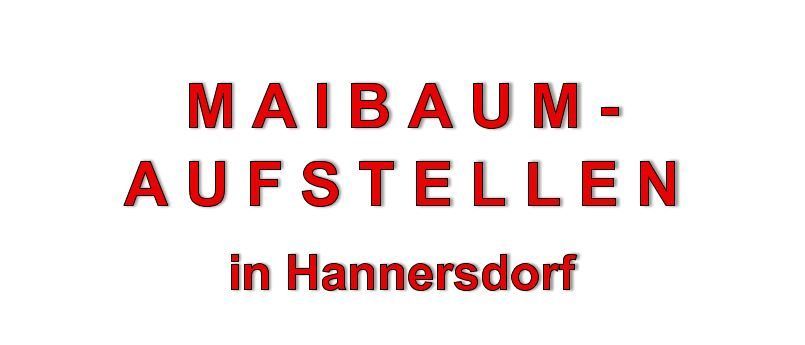 Plakat zur Aufstellung eines Maibaums in Hannersdorf, Deutschland. Es ist für Mittwoch, den 30. April 2025, um 18:00 Uhr geplant. Der Text ist auf Deutsch und lädt die Öffentlichkeit ein, vorbeizukommen.