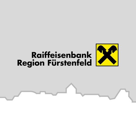 Logo der Raiffeisenbank Region Fürstenfeld mit einem Hammer-Symbol. Der Text lautet Raiffeisenbank Region Fürstenfeld.