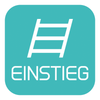 Ein türkisfarbenes quadratisches Icon mit einer weißen Leiter und dem Wort 'EINSTIEG' in weiß.