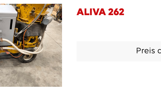 Ein Bild der ALIVA 262 Maschine mit einer Preisanfrage auf der rechten Seite.