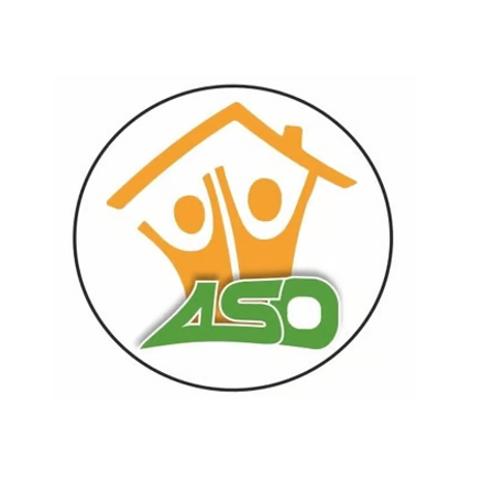 Das Bild zeigt ein Logo einer Organisation namens ASD, das ein stilisiertes Haus mit zwei Figuren im Inneren auf weißem Hintergrund darstellt.