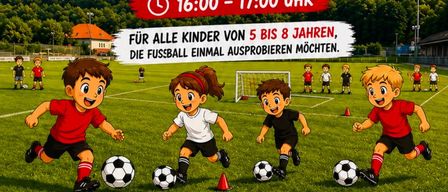 Fußballveranstaltung beim SKV Altenmarkt am 19. Juni 2026 von 16:00 bis 17:00 Uhr. Für Kinder von 5 bis 8 Jahren, die Fußball ausprobieren möchten. Aktivitäten umfassen Zuschauen, Mitspielen, Trainieren und Spaß haben.