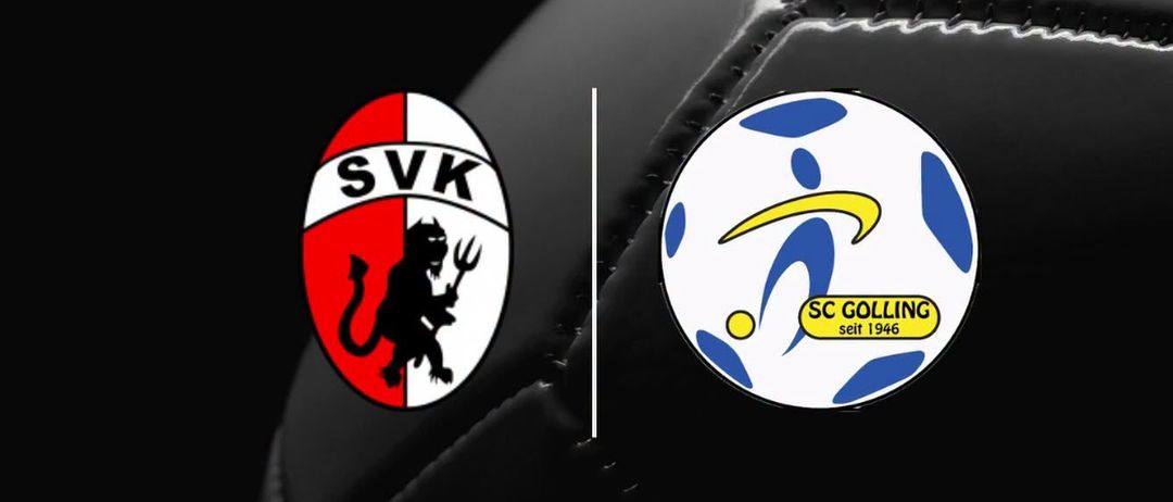 Ein Fußball mit schwarzem Hintergrund zeigt zwei Teamlogos. Ein Teamlogo ist rot und weiß mit einem Dämon, der eine Heugabel hält. Das andere ist blau und weiß mit dem SC Gollling Logo. Das Datum 03.07.26 ist ebenfalls angezeigt.