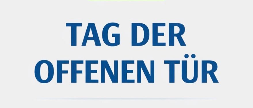 Plakat für Mittelschule II Leibniz. Tag der offenen Tür am 11. Februar 2026 von 8:30 bis 12:00 Uhr. Elterninformation um 10:00 Uhr.