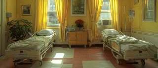 Bild enthält, Architecture, Building, Hospital, Bed, Furniture, Home Decor, Rug, Clinic
