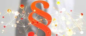 A hand holds a glowing red letter 'S' with a network of glowing spheres and lines in the background.