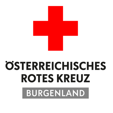 Das Emblem des Österreichischen Roten Kreuzes für die Region Burgenland. Es zeigt ein rotes Kreuz auf weißem Hintergrund.