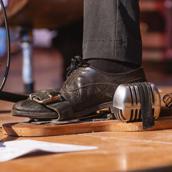 Bild enthält, Clothing, Footwear, Shoe, Sneaker, Wood, Hardwood, Electrical Device, Microphone, Indoors, Interior Design