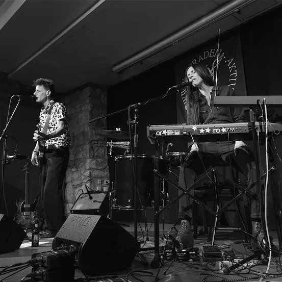 Person, Microphone, Performer, Music, Musical Instrument, Musician, Guitar, Piano, Speaker, Group Performance