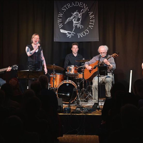 Bild enthält, Group Performance, Music Band, Performer, Person, Adult, Female, Woman, Guitar, Male, Man