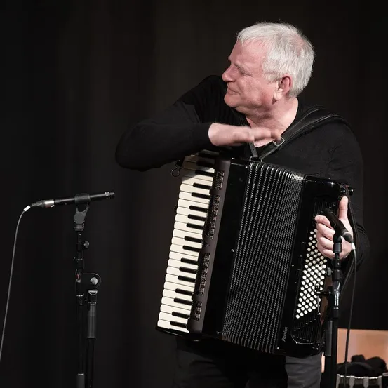 Adult, Male, Man, Person, Electrical Device, Microphone, Musical Instrument, Solo Performance, Face, Accordion