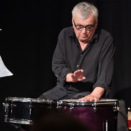 Bild enthält, Adult, Male, Man, Person, Musical Instrument, Face, Head, Performer, Percussion, Drum