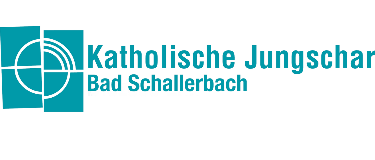 Logo der Katholischen Jungschar Bad Schallerbach mit blauem Quadrat- und Bogendesign.