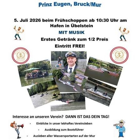Tag der offenen Tür mit Frühschoppen am Hafen in Ubelstein. 5. Juli 2026 um 10:30 Uhr mit Musik. Erstes Getränk zum halben Preis. Eintritt frei!
