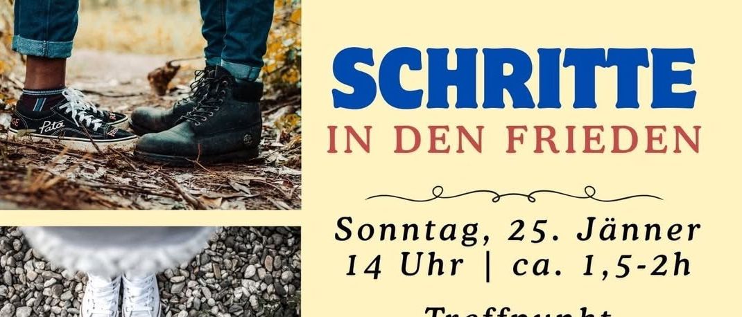 Poster für eine Veranstaltung am Sonntag, 25. Januar. Redner sind Michaela Frühstück, Dr. Johann Zaller, Joachim Grössing und Dr. Karl Kumpfmüller. Der Treffpunkt ist am Friedhof Eisenstadter Strasse um 14 Uhr.